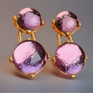 Beautiful, goldtone, purple lavender vintage Monet pierced earrings